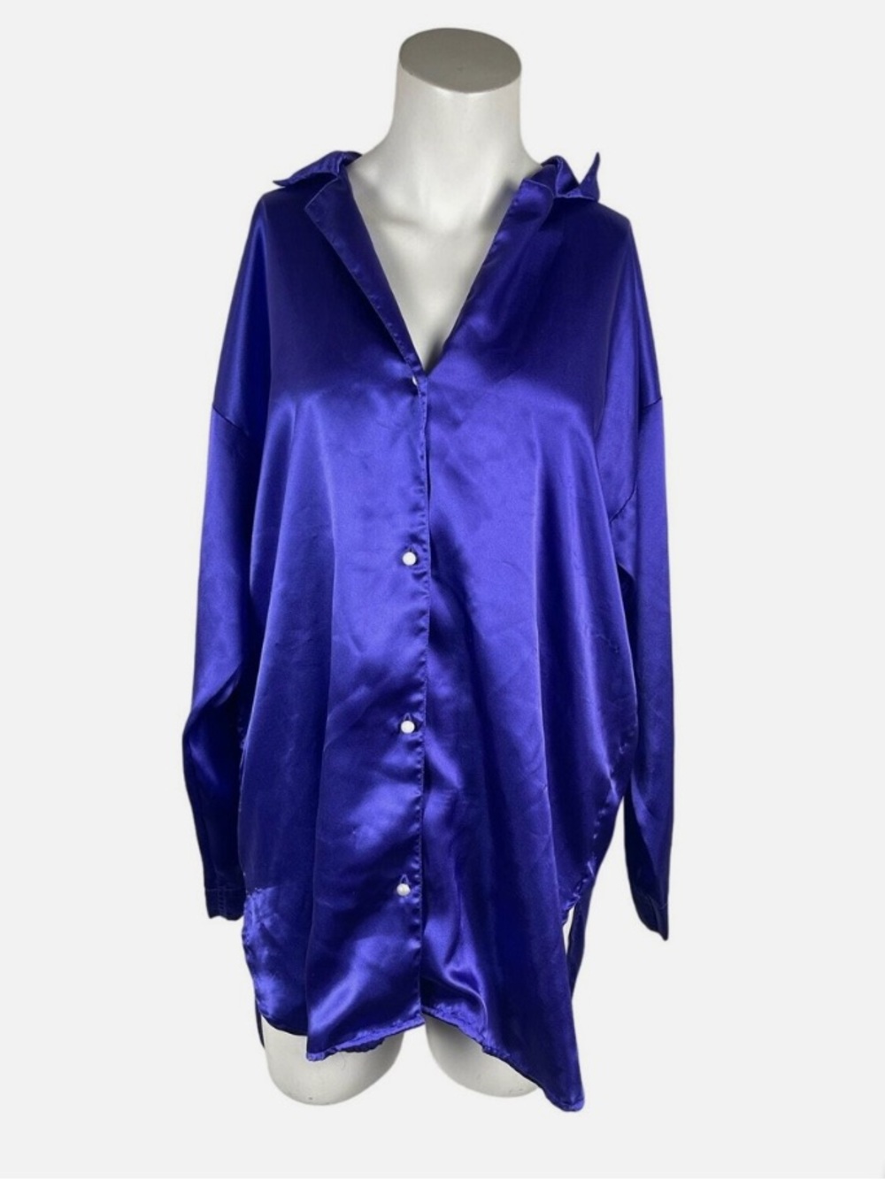 VINTAGE Gold Label Victoria's Secret Satin Royal Purple night shirt M/L